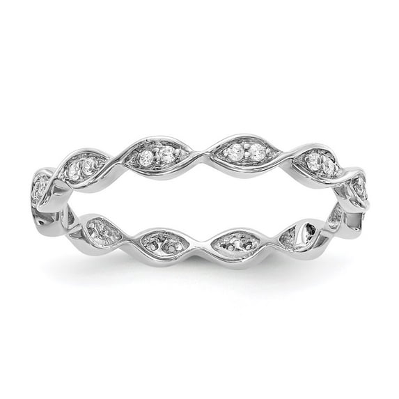 14K White Gold Ring Band Eternity Diamond Round Polished Vintage Pave Size 8.5