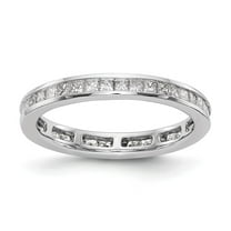 14K White Gold Ring Band Eternity Diamond Square Polished 2ct Princess Channel Set , Size 9