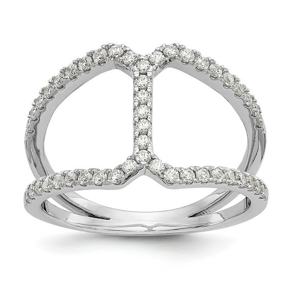 14K White Gold Ring Band Fashion Diamond, Lab Grown Round, Size 6