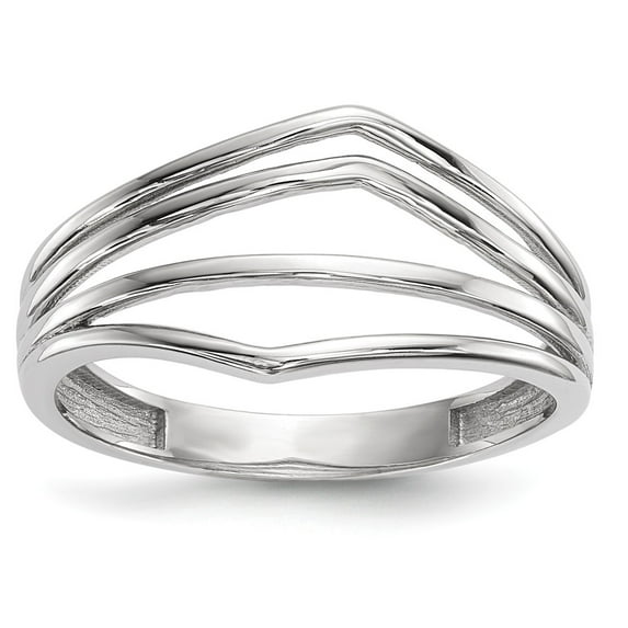 14K White Gold Ring Band Fashion Open Back Polished 4-Bar, Size 6
