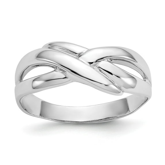 14K White Gold Ring Band Fashion Polished X Dome, Size 7