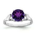 thumbnail image 1 of 14K White Gold Ring Band Gemstone Amethyst Round Purple, Size 6, 1 of 2