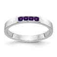 thumbnail image 1 of 14K White Gold Ring Band Gemstone Amethyst Round Purple, Size 6, 1 of 2