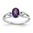 thumbnail image 1 of 14K White Gold Ring Band Gemstone Diamond Round Amethyst Oval Purple, 1 of 5