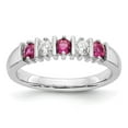 thumbnail image 1 of 14K White Gold Ring Band Gemstone Diamond Round Ruby Red, 1 of 7