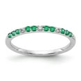thumbnail image 1 of 14K White Gold Ring Band Gemstone Emerald Round Green, Size 8, 1 of 3