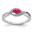 thumbnail image 1 of 14K White Gold Ring Band Gemstone Ruby Marquise Red Diamond Round, Size 6, 1 of 3
