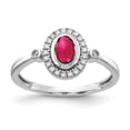 thumbnail image 1 of 14K White Gold Ring Band Gemstone Ruby Oval Red Diamond Round, Size 6, 1 of 2