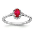 thumbnail image 1 of 14K White Gold Ring Band Gemstone Ruby Oval Red Diamond Round, 1 of 3