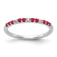 thumbnail image 1 of 14K White Gold Ring Band Gemstone Ruby Round Red Diamond and, Size 5, 1 of 3