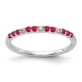 thumbnail image 1 of 14K White Gold Ring Band Gemstone Ruby Round Red Diamond and, 1 of 3