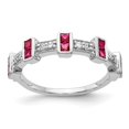 thumbnail image 1 of 14K White Gold Ring Band Gemstone Ruby Round Red Diamond, 1 of 3