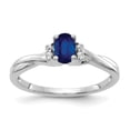 thumbnail image 1 of 14K White Gold Ring Band Gemstone Sapphire Oval Blue Diamond Round, Size 7, 1 of 2