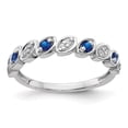 thumbnail image 1 of 14K White Gold Ring Band Gemstone Sapphire Round Blue Diamond, Size 8, 1 of 2