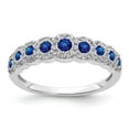 thumbnail image 1 of 14K White Gold Ring Band Gemstone Sapphire Round Blue Diamond, 1 of 3