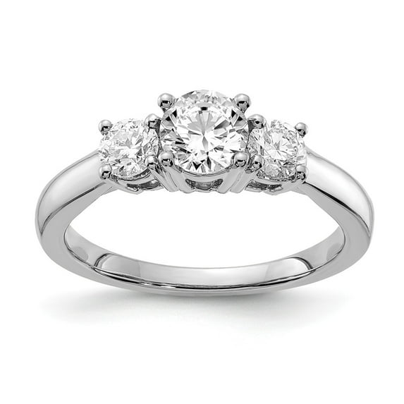 14K White Gold Ring Band Lab Grown Diamond SI1 SI2, G H I, 3-Stone Engagement, Size 7