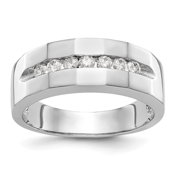 14K White Gold Ring Band Lab Grown Diamond SI1 SI2, G H I, Men's , Size 6