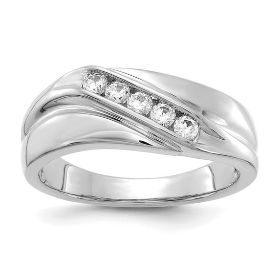 14K White Gold Ring Band Lab Grown Diamond SI1 SI2, G H I, Men's, Size 9