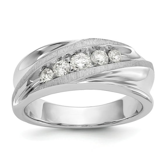 14K White Gold Ring Band Men's Diamond Lab Grown Round, Size 9