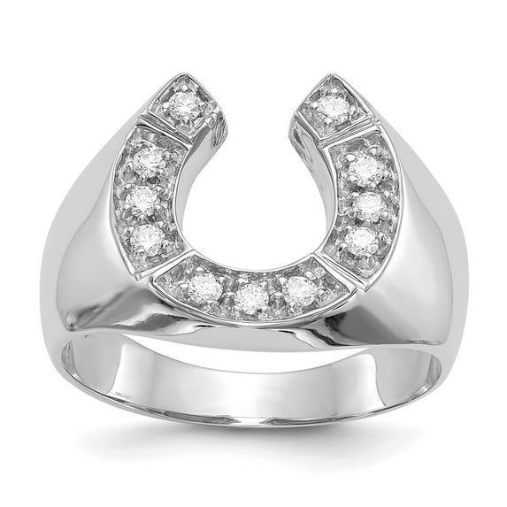 14K White Gold Ring Band Men's Diamond Round A, Size 5