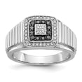 thumbnail image 1 of 14K White Gold Ring Band Men's Diamond Round Black and, 1 of 5