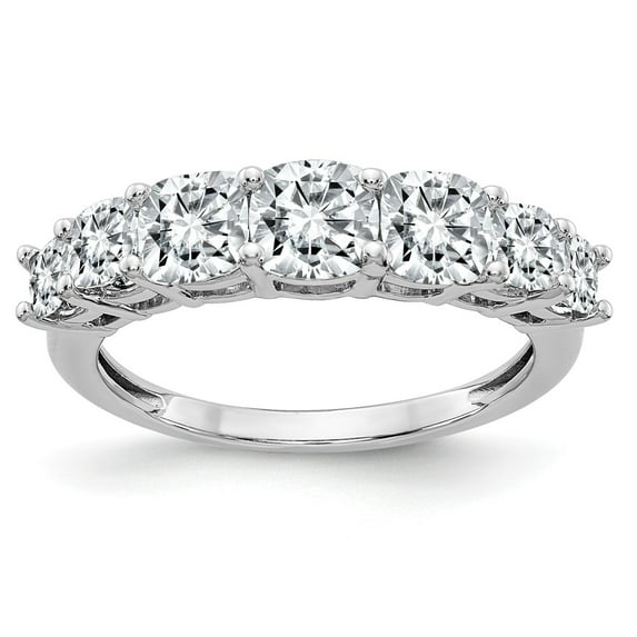 14K White Gold Ring Band Moissanite Cushion D E F Pure Light