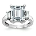 thumbnail image 1 of 14K White Gold Ring Band Moissanite Octagon Emerald Baguette, Size 6, 1 of 7
