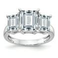 thumbnail image 1 of 14K White Gold Ring Band Moissanite Octagon Emerald, Size 9, 1 of 7