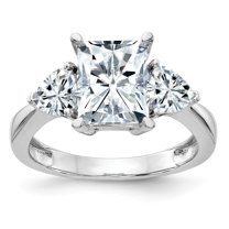 14K White Gold Ring Band Moissanite Octagon Emerald Trillion