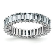 GEMAPEX 14K White Gold Ring Band Moissanite Octagon Emerald
