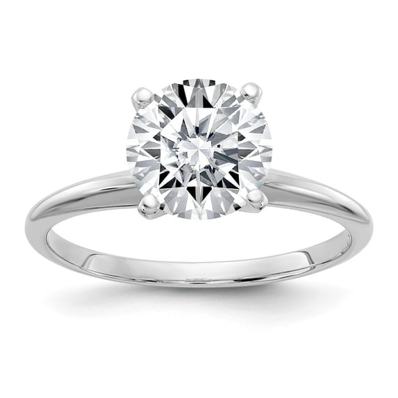 14K White Gold Ring Band Moissanite Round 1 2ct. 5.0mm Solitaire, Size 8