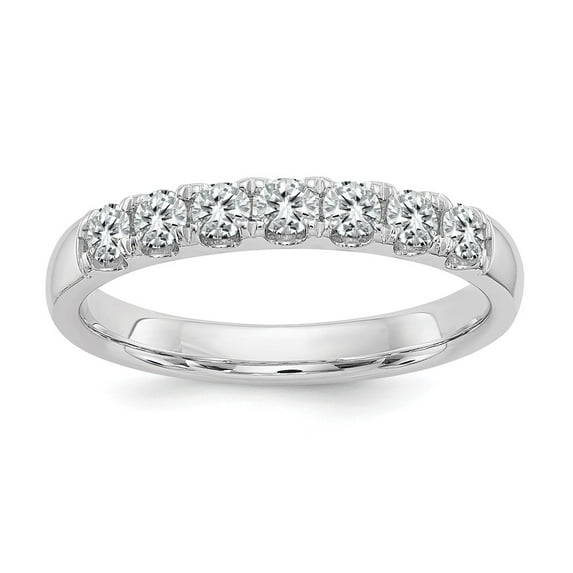 14K White Gold Ring Band Moissanite Round 1 2ct. 7 Stone , Size 8