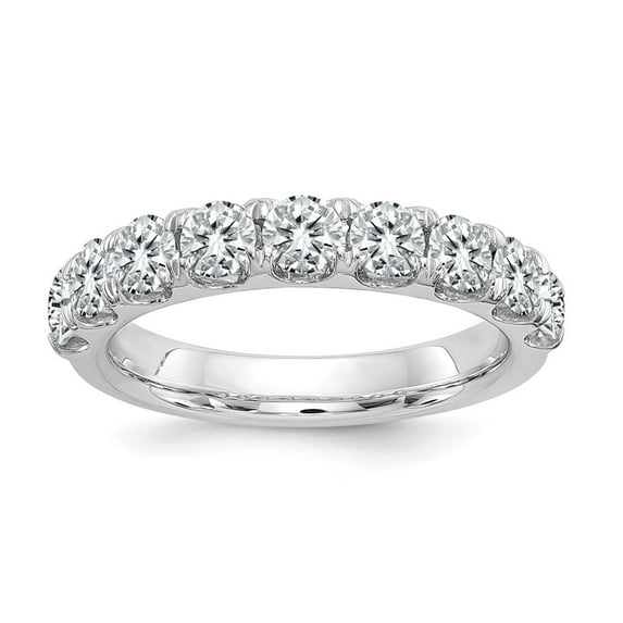 14K White Gold Ring Band Moissanite Round 1.50ct. 9 Stone
