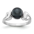 thumbnail image 1 of 14K White Gold Ring Band Pearl Freshwater Black 7mm FW Cultured, Size 8, 1 of 5