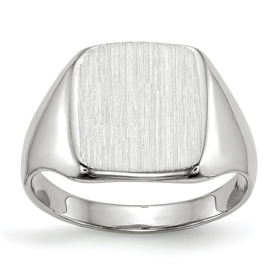 14K White Gold Ring Band Signet 11.0x10.5mm Closed Back, Size 6