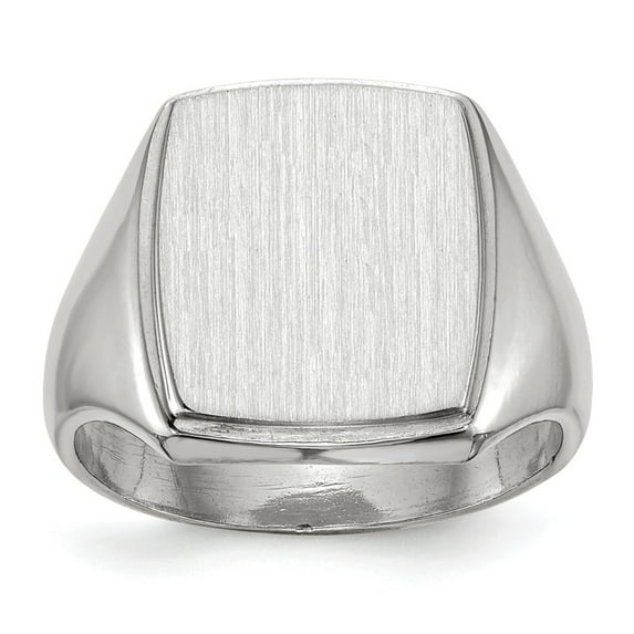 14K White Gold Ring Band Signet 15.0x13.0mm Closed Back Men's, Size 8