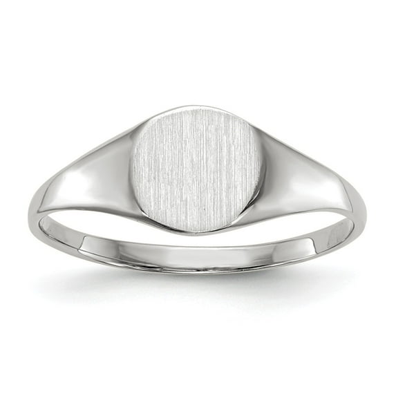 14K White Gold Ring Band Signet 6.5x7.5mm Closed Back
