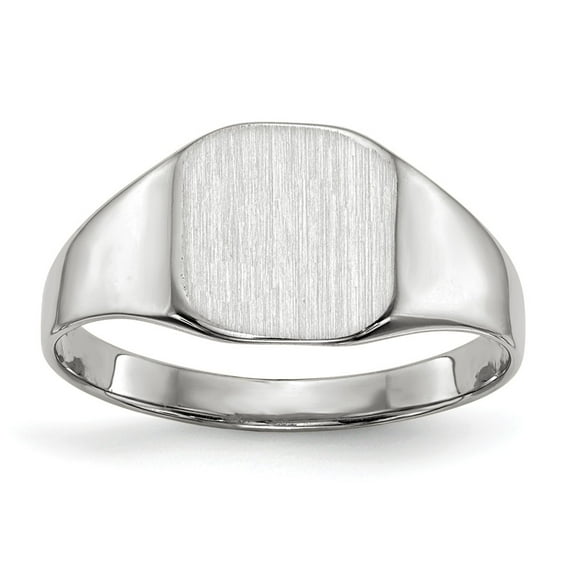 14K White Gold Ring Band Signet 8.5x8.5mm Closed Back, Size 8