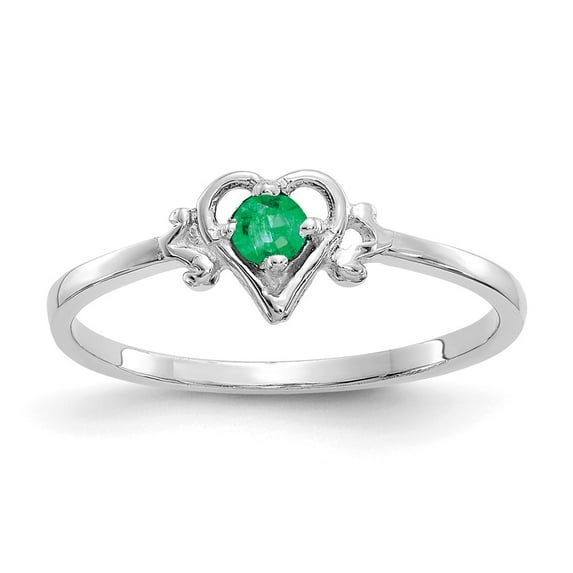 14K White Gold Ring Band Themed (05) May Emerald Green