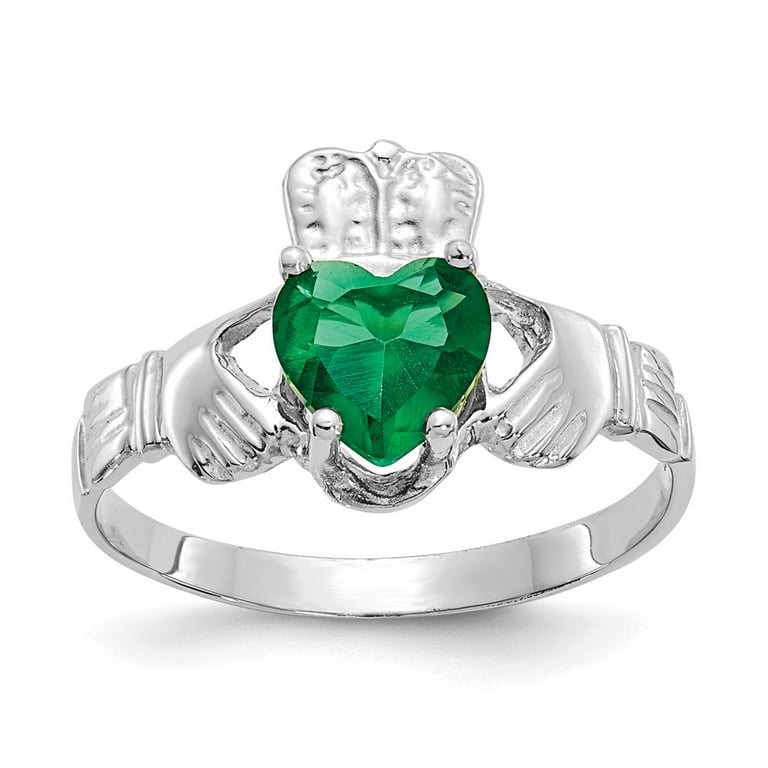 14K White Gold Ring Band Themed 05 May Synthetic Birthstone Size 5 Walmart