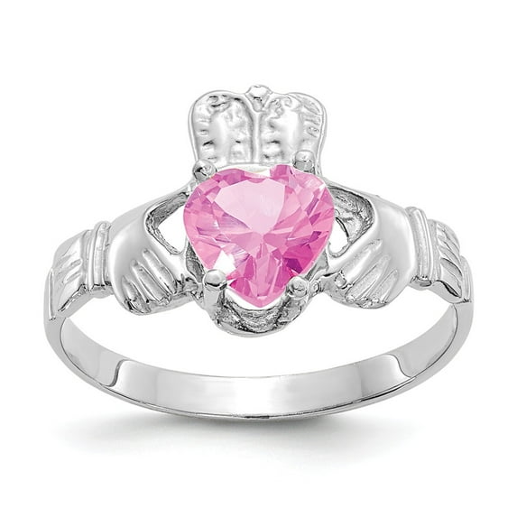 14K White Gold Ring Band Themed (10) October Synthetic Birthstone, Size 5