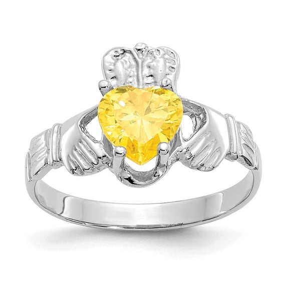 14K White Gold Ring Band Themed (11) November Synthetic Birthstone, Size 6