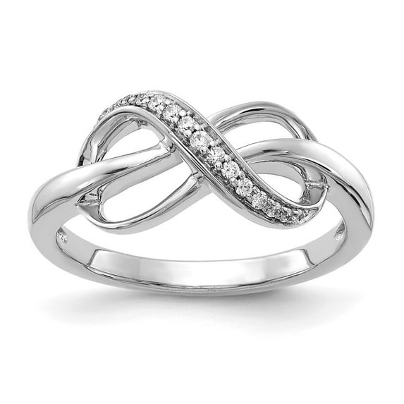14K White Gold Ring Band Themed Diamond Round Fashion, Size 8