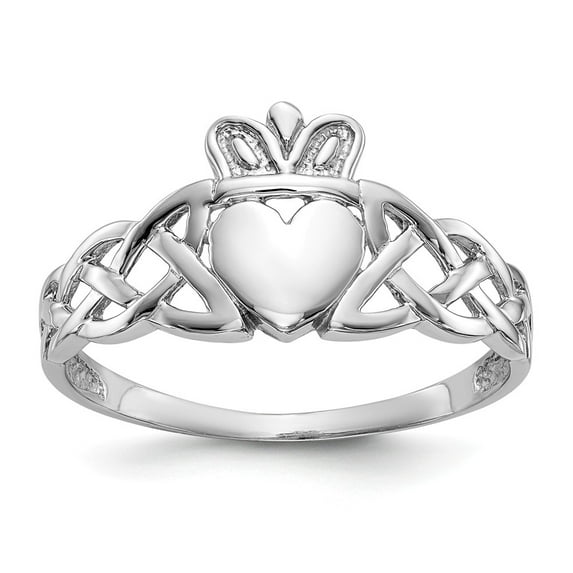 14K White Gold Ring Band Themed Men's Mens Claddagh, Size 5