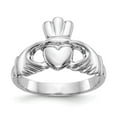 thumbnail image 1 of 14K White Gold Ring Band Themed Polished Men's Claddagh, Size 8, 1 of 5