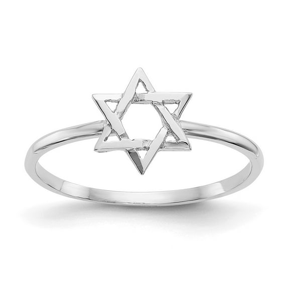 14K White Gold Ring Band Themed Polished Star of David