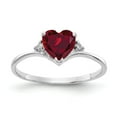 thumbnail image 1 of 14K White Gold Ring Band Themed Ruby Lab Created Heart Red Diamond Round, 1 of 1