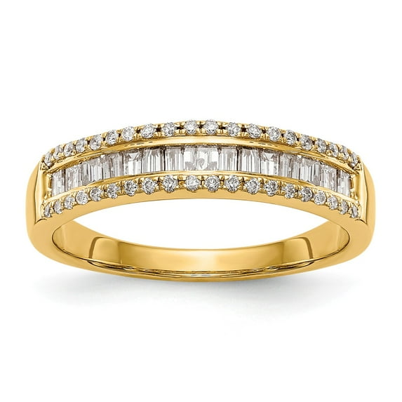 14K White Gold Ring Band Wedding Diamond Baguette Round