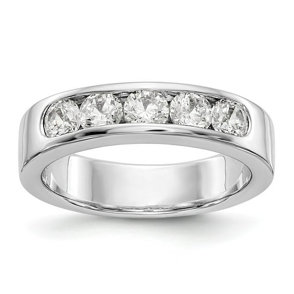14K White Gold Ring Band Wedding Diamond Lab Grown Round, Size 8