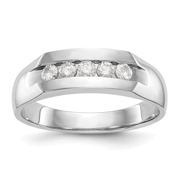 14K White Gold Ring Band Wedding Diamond, Lab Grown Round, Size 9